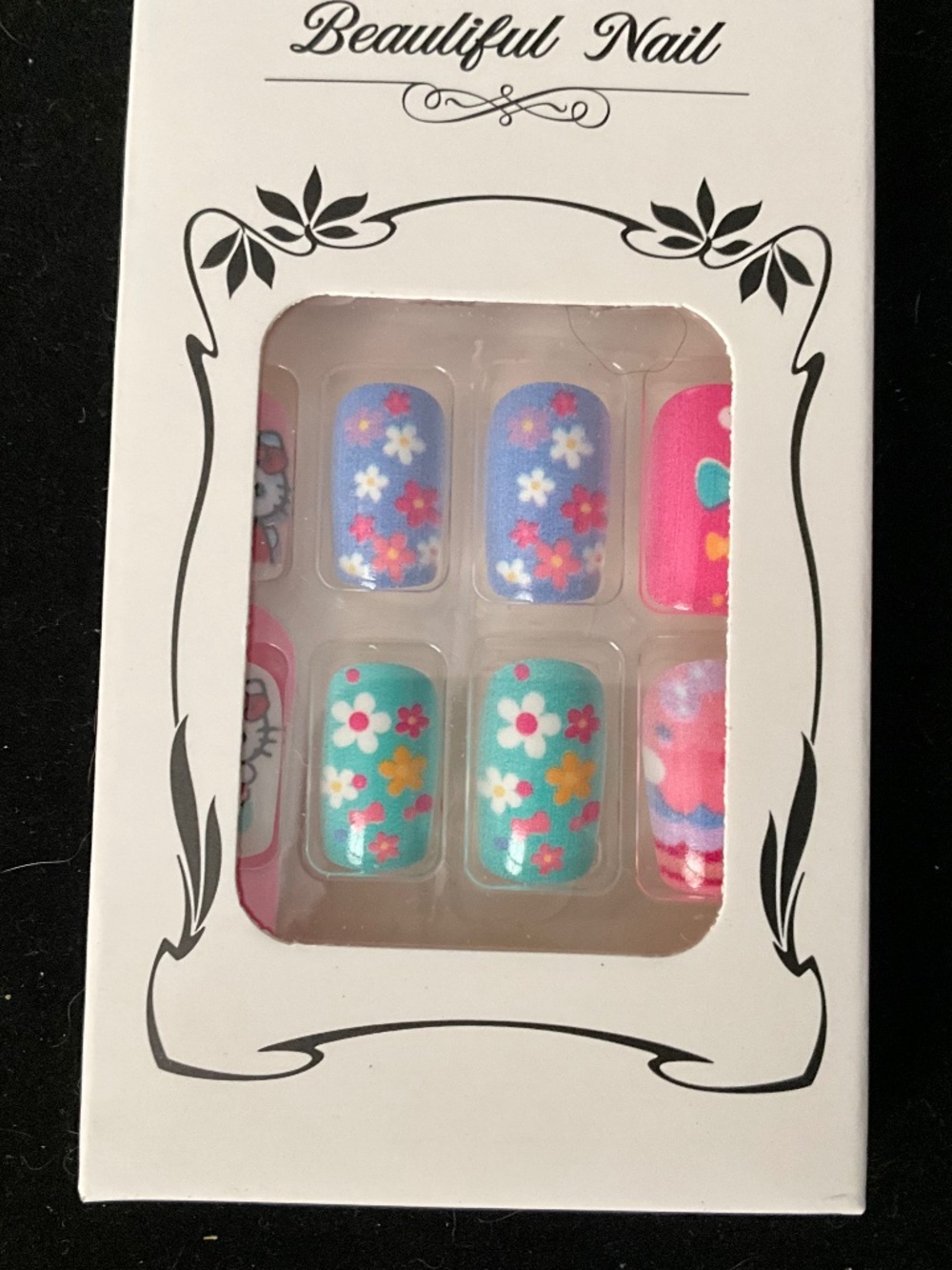 Hello Kitty Press On Nails 💅 Pink Floral Kawaii Nail Set Cute Design